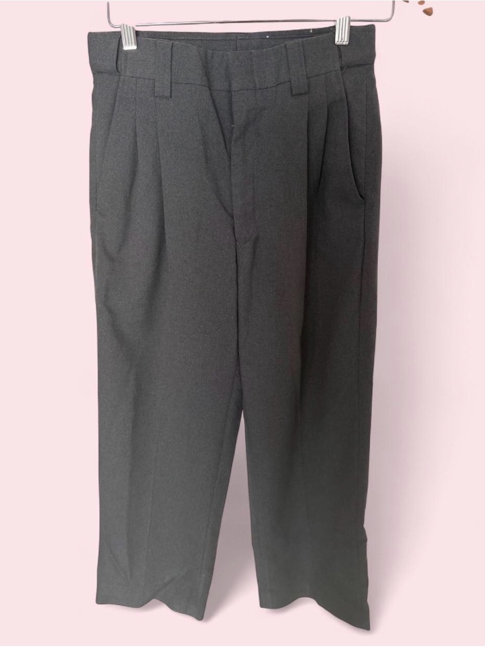 Men's Charcoal Dress Pants - Classic Pleated Front